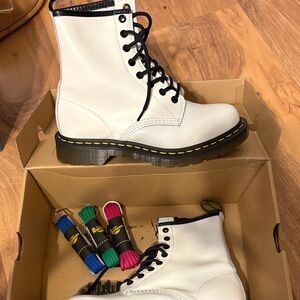 Dr. Martens White Lace-Up Boots